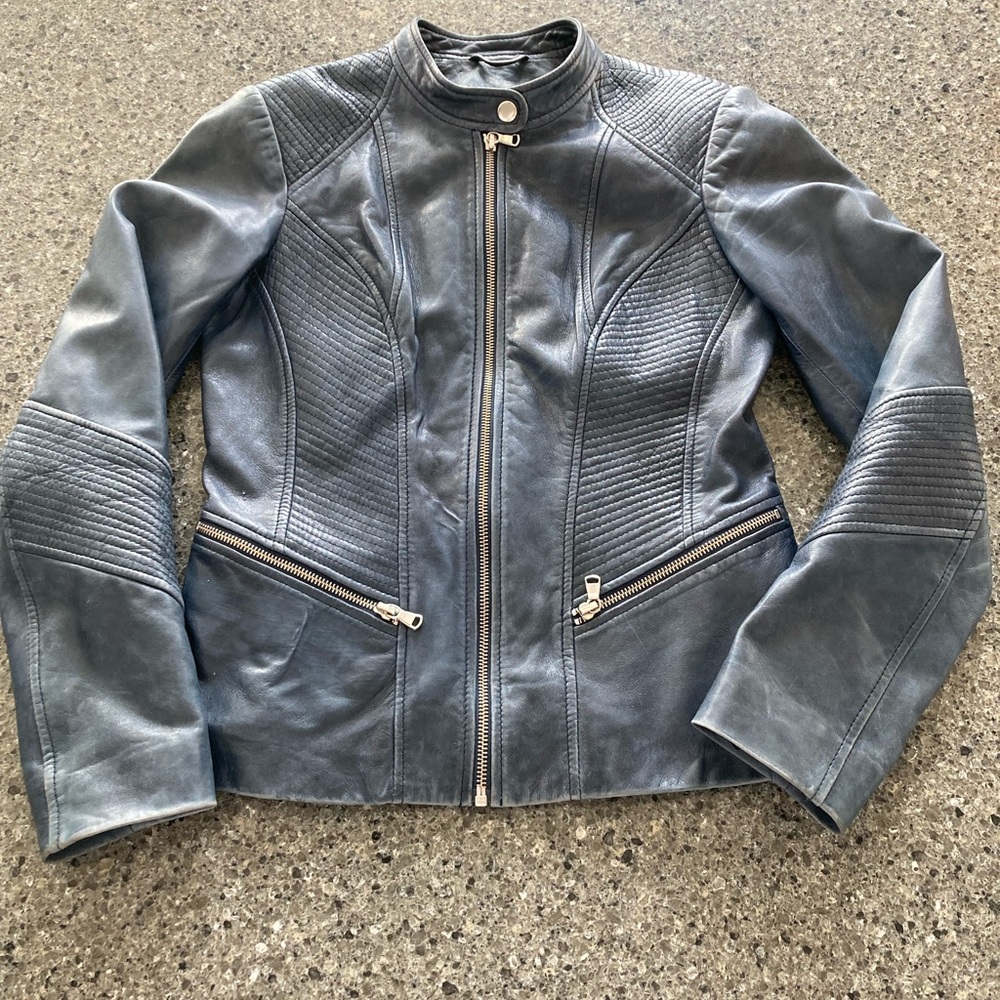 DANIER -Blue Leather Jacket